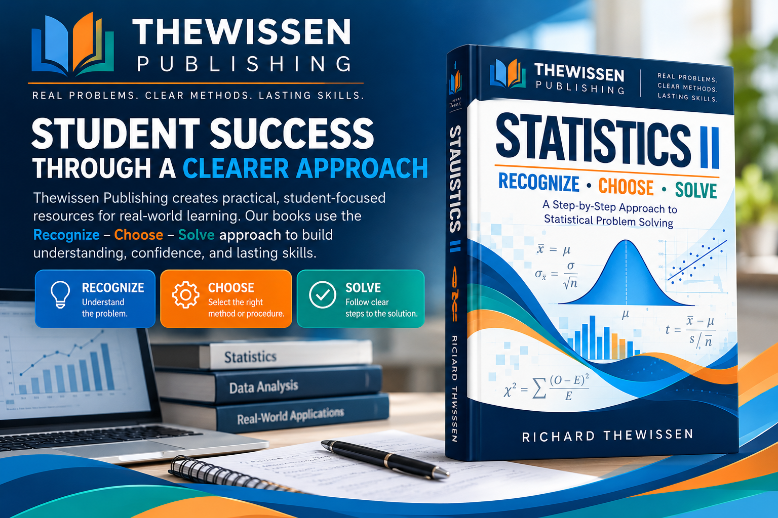 Thewissen Publishing: Student success through a clearer approach. Statistics II, Recognize, Choose, Solve.